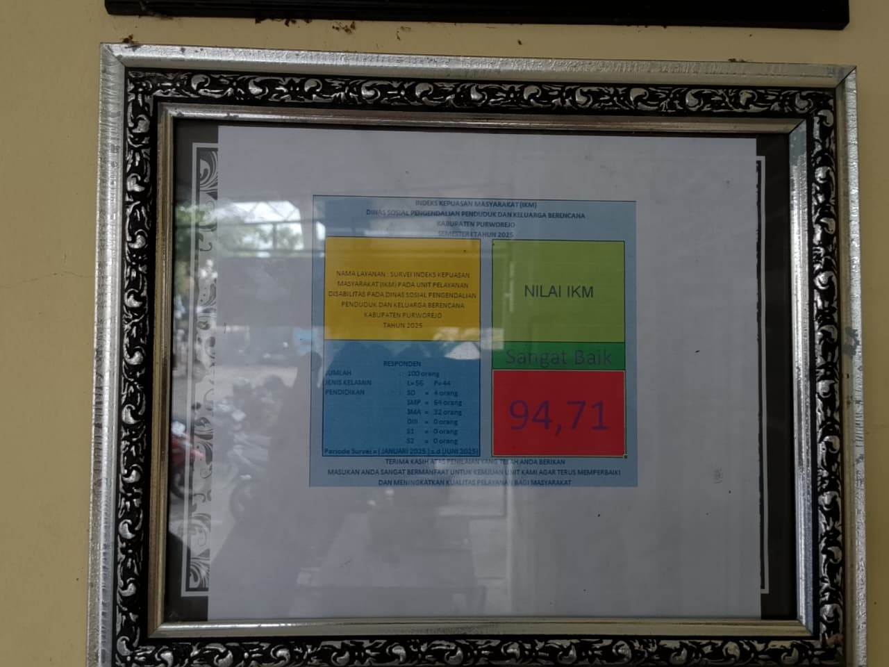 Indeks Kepuasan Masyarakat Dinas Sosial Pengendalian Penduduk dan Keluarga Berencana